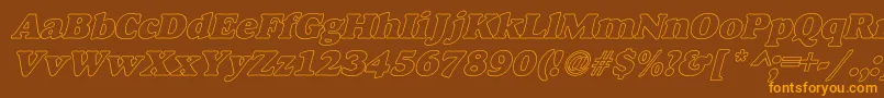 AlfredoHeavyHollowItalic Font – Orange Fonts on Brown Background