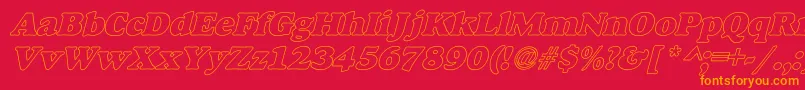 AlfredoHeavyHollowItalic Font – Orange Fonts on Red Background