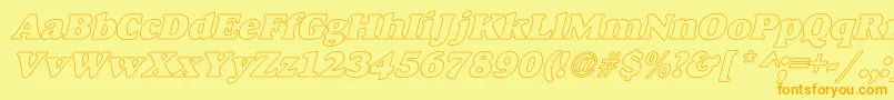 AlfredoHeavyHollowItalic Font – Orange Fonts on Yellow Background
