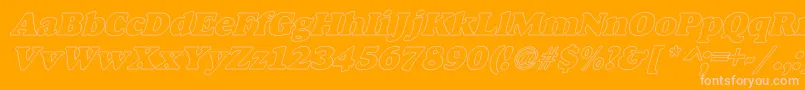 AlfredoHeavyHollowItalic Font – Pink Fonts on Orange Background
