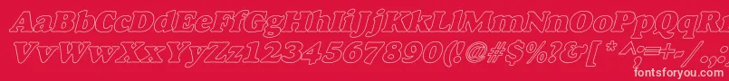 AlfredoHeavyHollowItalic Font – Pink Fonts on Red Background