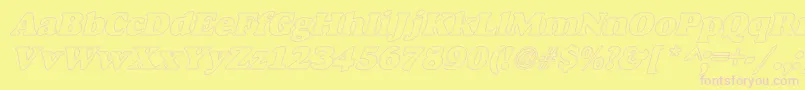 AlfredoHeavyHollowItalic Font – Pink Fonts on Yellow Background