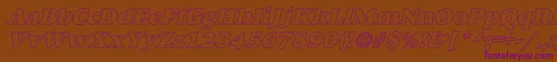 AlfredoHeavyHollowItalic Font – Purple Fonts on Brown Background