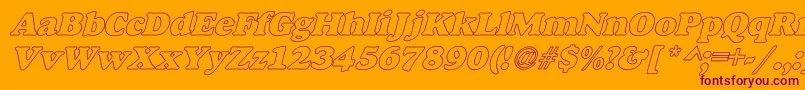 AlfredoHeavyHollowItalic Font – Purple Fonts on Orange Background