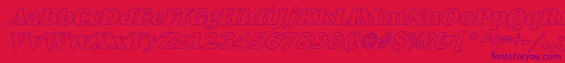 Fonte AlfredoHeavyHollowItalic – fontes roxas em um fundo vermelho