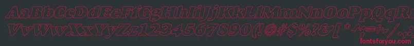 AlfredoHeavyHollowItalic Font – Red Fonts on Black Background