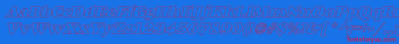 Fonte AlfredoHeavyHollowItalic – fontes vermelhas em um fundo azul