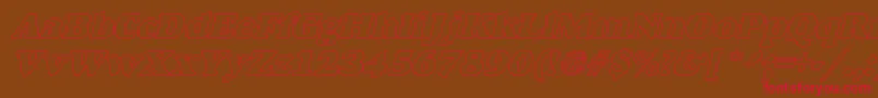 AlfredoHeavyHollowItalic Font – Red Fonts on Brown Background