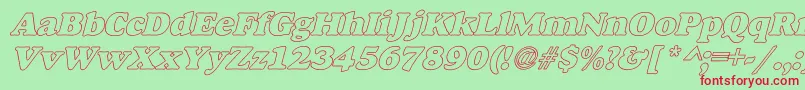 フォントAlfredoHeavyHollowItalic – 赤い文字の緑の背景