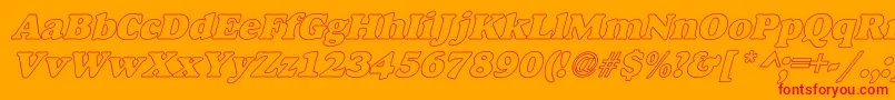 AlfredoHeavyHollowItalic-fontti – punaiset fontit oranssilla taustalla