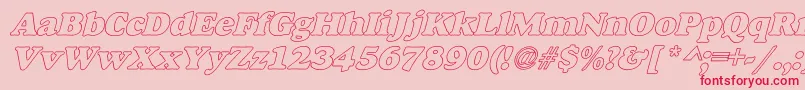AlfredoHeavyHollowItalic Font – Red Fonts on Pink Background