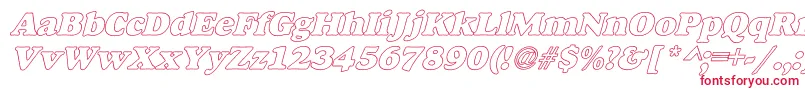 AlfredoHeavyHollowItalic Font – Red Fonts on White Background