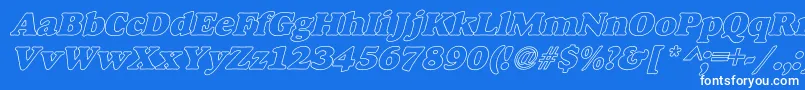 AlfredoHeavyHollowItalic Font – White Fonts on Blue Background