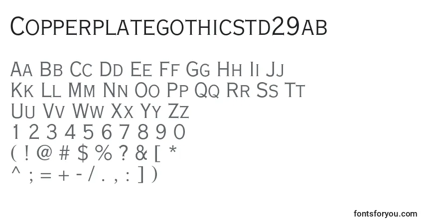 Czcionka Copperplategothicstd29ab – alfabet, cyfry, specjalne znaki