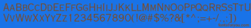 フォントCopperplategothicstd29ab – 茶色の文字が青い背景にあります。