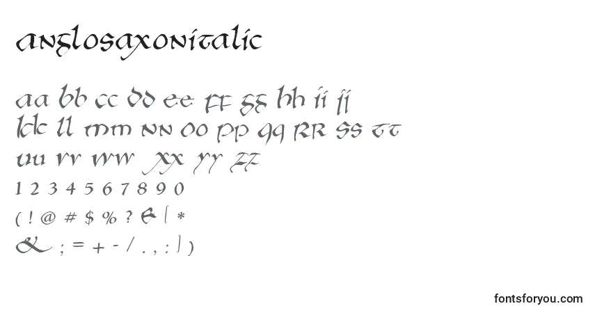Schriftart Anglosaxonitalic – Alphabet, Zahlen, spezielle Symbole