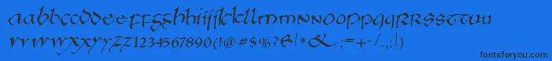 Anglosaxonitalic-Schriftart – Schwarze Schriften auf blauem Hintergrund