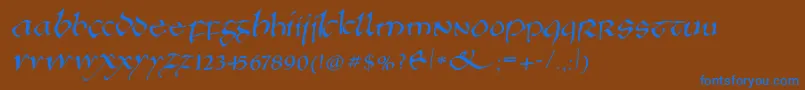 Anglosaxonitalic Font – Blue Fonts on Brown Background