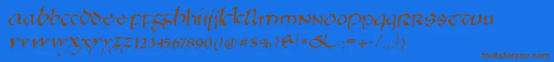 Anglosaxonitalic Font – Brown Fonts on Blue Background