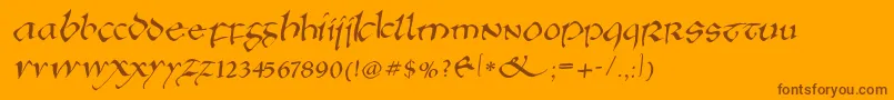 Anglosaxonitalic-Schriftart – Braune Schriften auf orangefarbenem Hintergrund