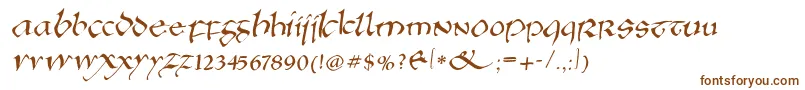 フォントAnglosaxonitalic – 白い背景に茶色のフォント