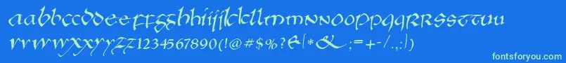 Fonte Anglosaxonitalic – fontes verdes em um fundo azul