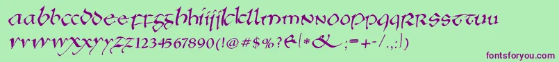 Anglosaxonitalic-Schriftart – Violette Schriften auf grünem Hintergrund