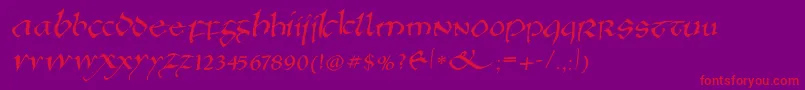 Fonte Anglosaxonitalic – fontes vermelhas em um fundo violeta