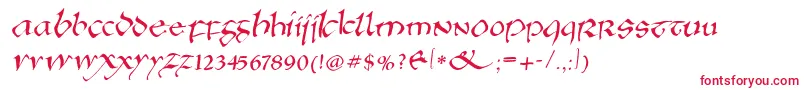 フォントAnglosaxonitalic – 白い背景に赤い文字