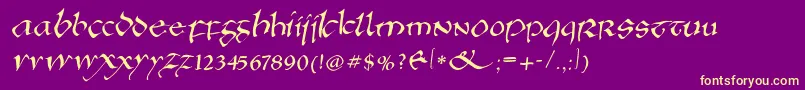 Anglosaxonitalic-Schriftart – Gelbe Schriften auf violettem Hintergrund