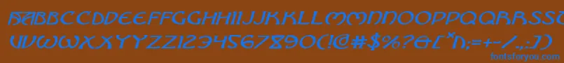 Czcionka BrinAthynExpandedItalic – niebieskie czcionki na brązowym tle