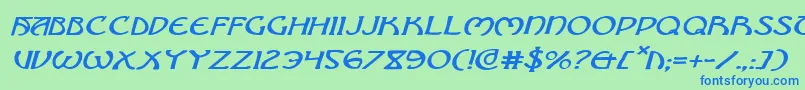 BrinAthynExpandedItalic Font – Blue Fonts on Green Background