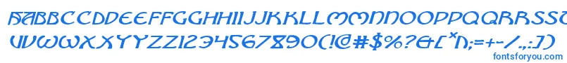 フォントBrinAthynExpandedItalic – 白い背景に青い文字