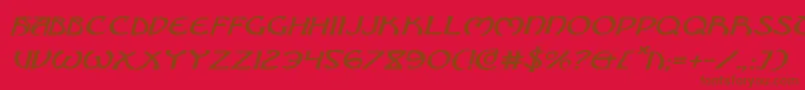 BrinAthynExpandedItalic-fontti – ruskeat fontit punaisella taustalla