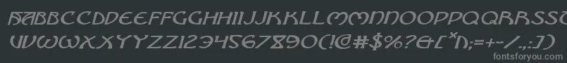 フォントBrinAthynExpandedItalic – 黒い背景に灰色の文字