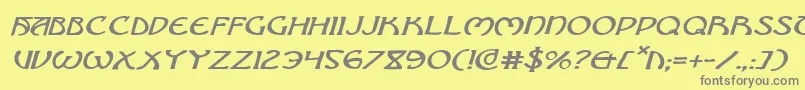 BrinAthynExpandedItalic-Schriftart – Graue Schriften auf gelbem Hintergrund