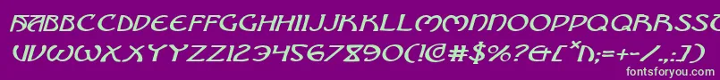 BrinAthynExpandedItalic-fontti – vihreät fontit violetilla taustalla