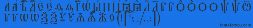 Czcionka IrmologionCapsIeucsSpacedout – czarne czcionki na niebieskim tle