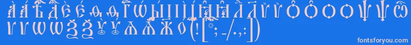 fuente IrmologionCapsIeucsSpacedout – Fuentes Rosadas Sobre Fondo Azul