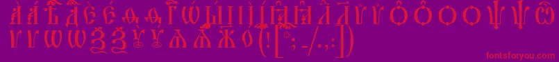 Fonte IrmologionCapsIeucsSpacedout – fontes vermelhas em um fundo violeta