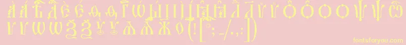 IrmologionCapsIeucsSpacedout-Schriftart – Gelbe Schriften auf rosa Hintergrund