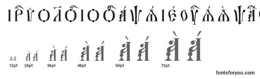 Größen der Schriftart IrmologionCapsIeucsSpacedout