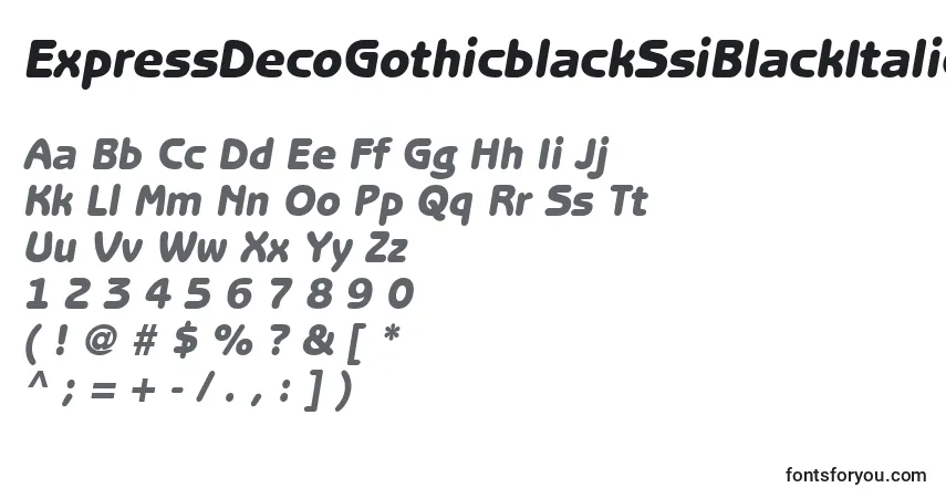 Schriftart ExpressDecoGothicblackSsiBlackItalic – Alphabet, Zahlen, spezielle Symbole