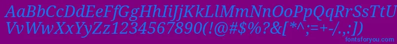 DroidSerifItalic-Schriftart – Blaue Schriften auf violettem Hintergrund