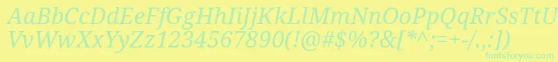 DroidSerifItalic Font – Green Fonts on Yellow Background