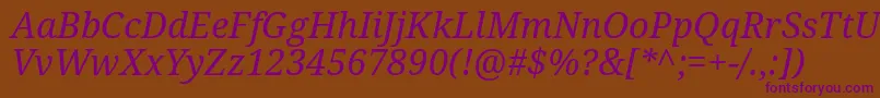 DroidSerifItalic Font – Purple Fonts on Brown Background
