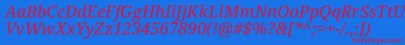 Czcionka DroidSerifItalic – czerwone czcionki na niebieskim tle
