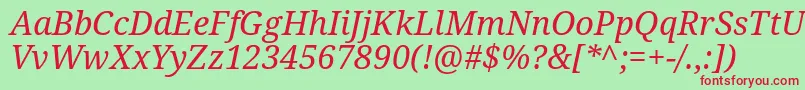 DroidSerifItalic Font – Red Fonts on Green Background