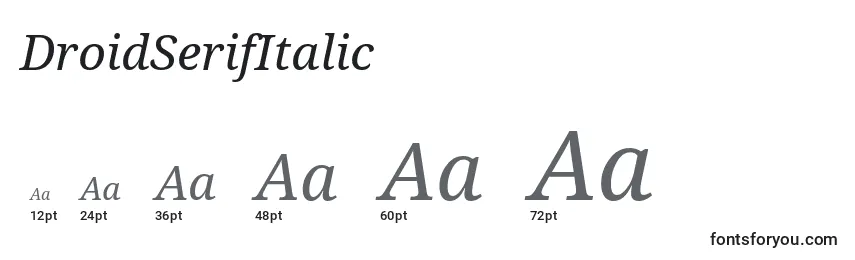 Размеры шрифта DroidSerifItalic