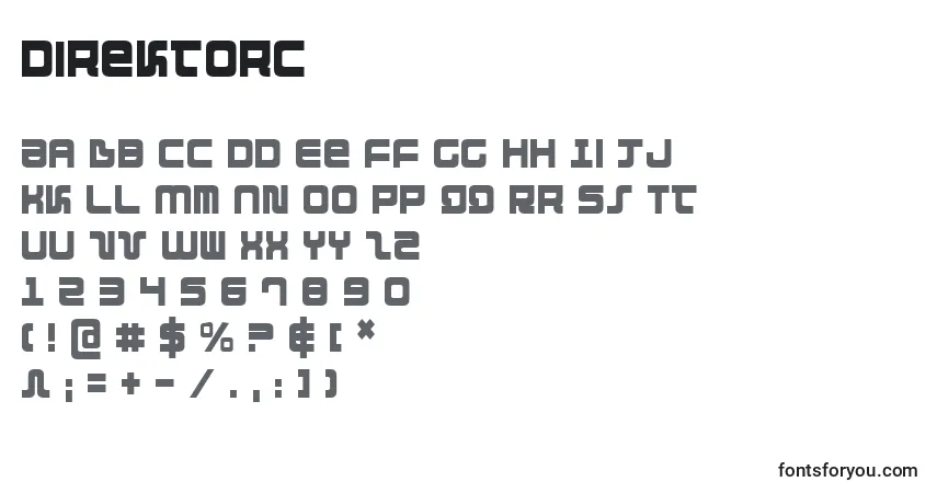 A fonte Direktorc – alfabeto, números, caracteres especiais